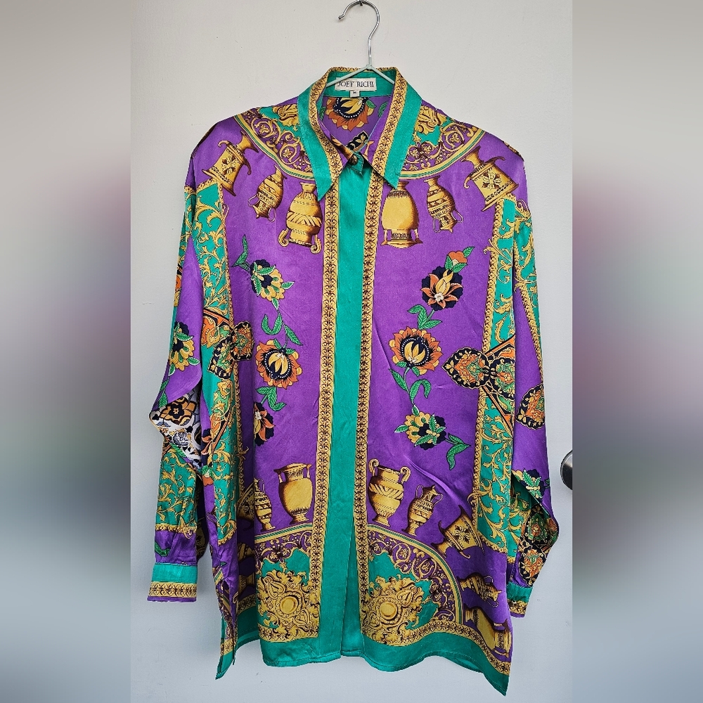 SuperRare-Vintage Joey Richi 100% Silk Baroque Shirt (M)